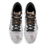 Karate Cat Print High Top Leather Sneakers