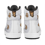 Karate Cat Print High Top Leather Sneakers
