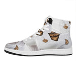 Karate Cat Print High Top Leather Sneakers