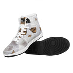 Karate Cat Print High Top Leather Sneakers