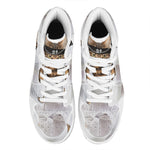 Karate Cat Print High Top Leather Sneakers