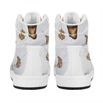 Karate Cat Print High Top Leather Sneakers