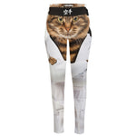 Karate Cat Print High-Waisted Pocket Leggings