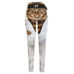 Karate Cat Print High-Waisted Pocket Leggings