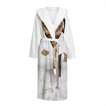 Karate Cat Print Hooded Bathrobe