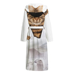 Karate Cat Print Hooded Bathrobe