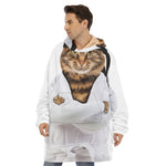 Karate Cat Print Hoodie Blanket