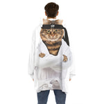 Karate Cat Print Hoodie Blanket