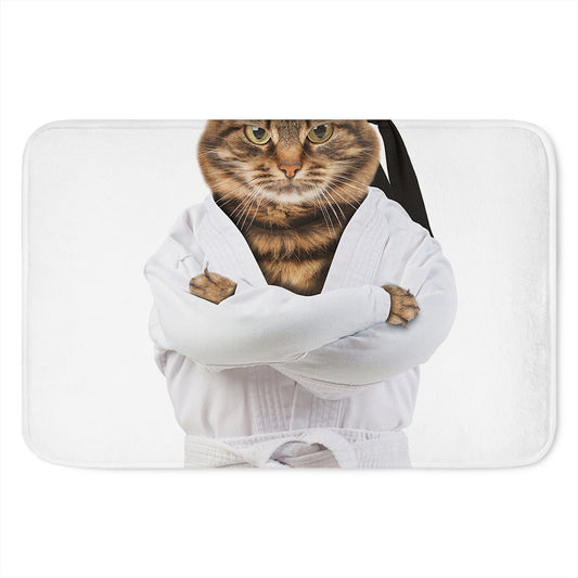 Karate Cat Print Indoor Door Mat
