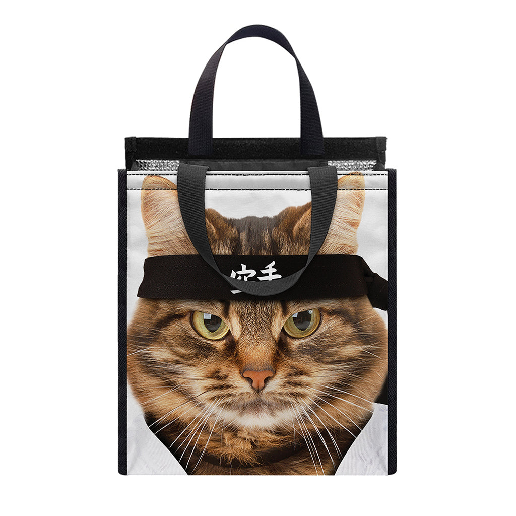 Karate Cat Print Insulated Lunch Tote