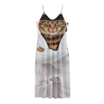 Karate Cat Print Jersey Midi Cami Dress