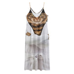 Karate Cat Print Jersey Midi Cami Dress