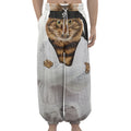 Karate Cat Print Lantern Pants
