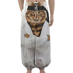 Karate Cat Print Lantern Pants