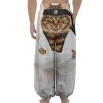 Karate Cat Print Lantern Pants