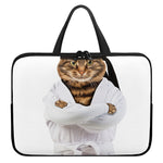 Karate Cat Print Laptop Sleeve With Handle