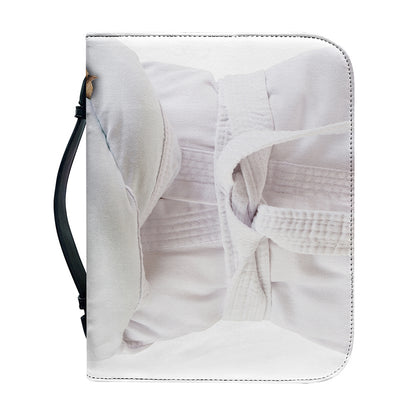 Karate Cat Print Leather Bible Cover