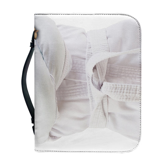 Karate Cat Print Leather Bible Cover