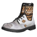 Karate Cat Print Lace-Up Boots