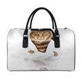 Karate Cat Print Leather Duffel Bag