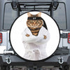 Karate Cat Print Leather Spare Tire Cover