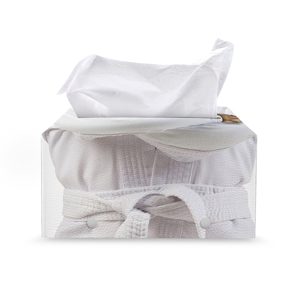 Karate Cat Print Leather Tissue Box Cover