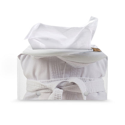 Karate Cat Print Leather Tissue Box Cover