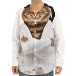 Karate Cat Print Long Sleeve Baseball Jersey