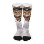Karate Cat Print Long Socks
