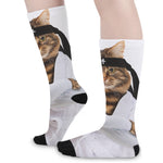 Karate Cat Print Long Socks