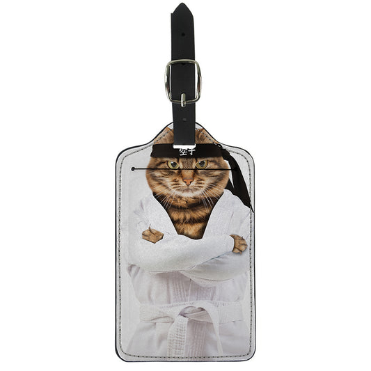 Karate Cat Print Luggage Tag