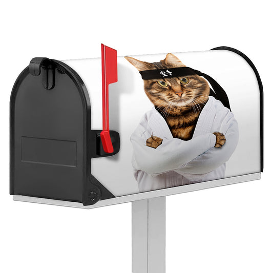 Karate Cat Print Mailbox Cover
