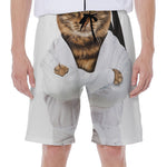 Karate Cat Print Men's Beach Shorts