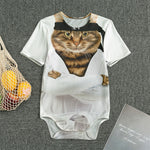 Karate Cat Print Men's Bodysuit