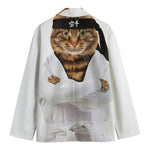 Karate Cat Print Men's Cotton Blazer