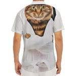 Karate Cat Print Men's Deep V-Neck Shirt