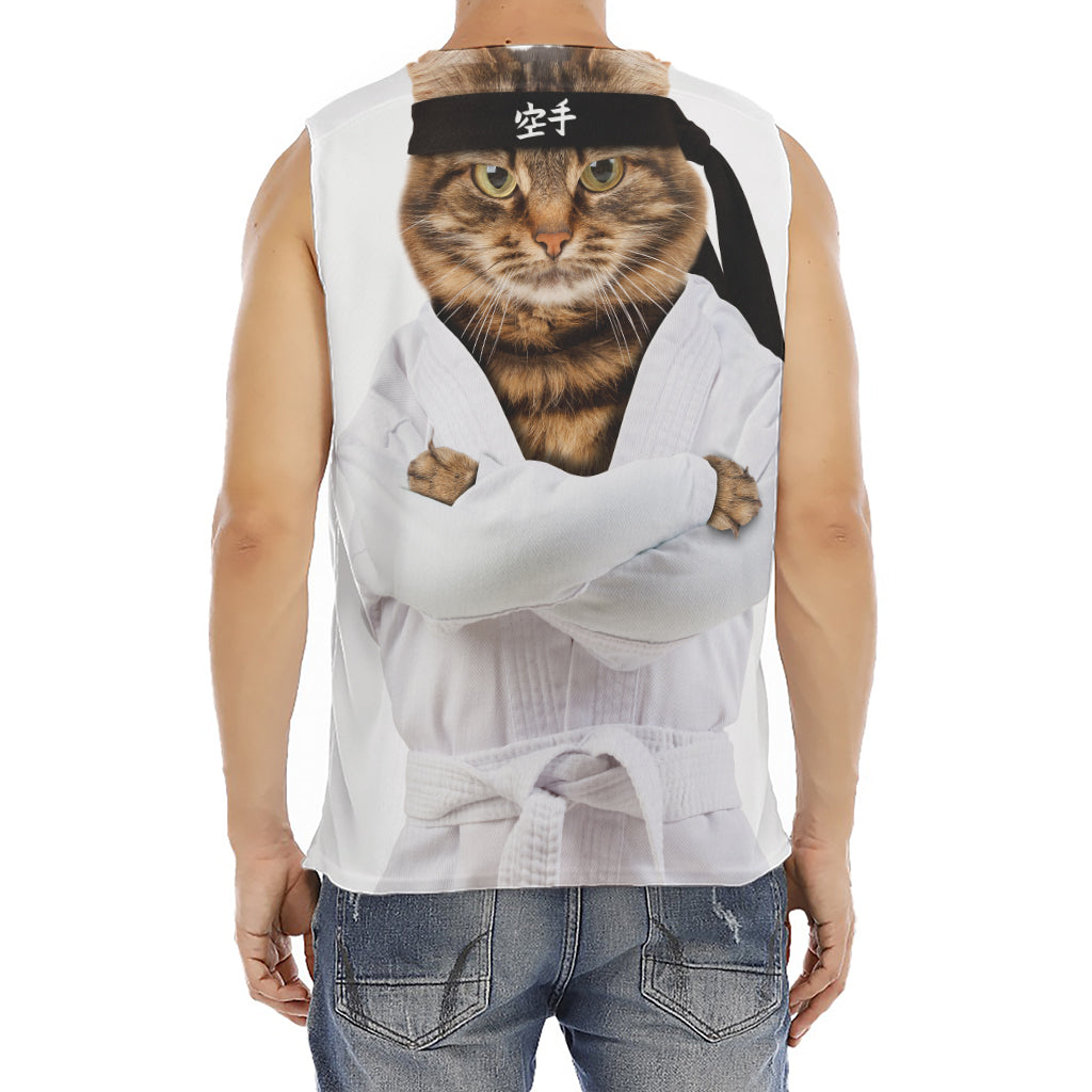 Karate Cat Print Men's Fitness Tank Top