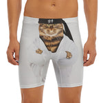 Karate Cat Print Men's Long Boxer Briefs