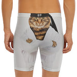 Karate Cat Print Men's Long Boxer Briefs