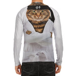 Karate Cat Print Men's Long Sleeve Rash Guard
