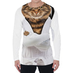 Karate Cat Print Men's Long Sleeve T-Shirt