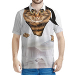 Karate Cat Print Men's Polo Shirt