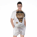 Karate Cat Print Men's Romper