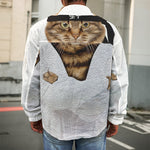 Karate Cat Print Men's Shirt Jacket