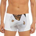 Karate Cat Print Men's Short Boxer Briefs