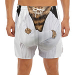 Karate Cat Print Men's Split Running Shorts