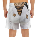 Karate Cat Print Men's Split Running Shorts