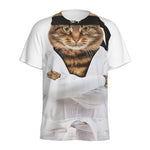 Karate Cat Print Men's Sports T-Shirt