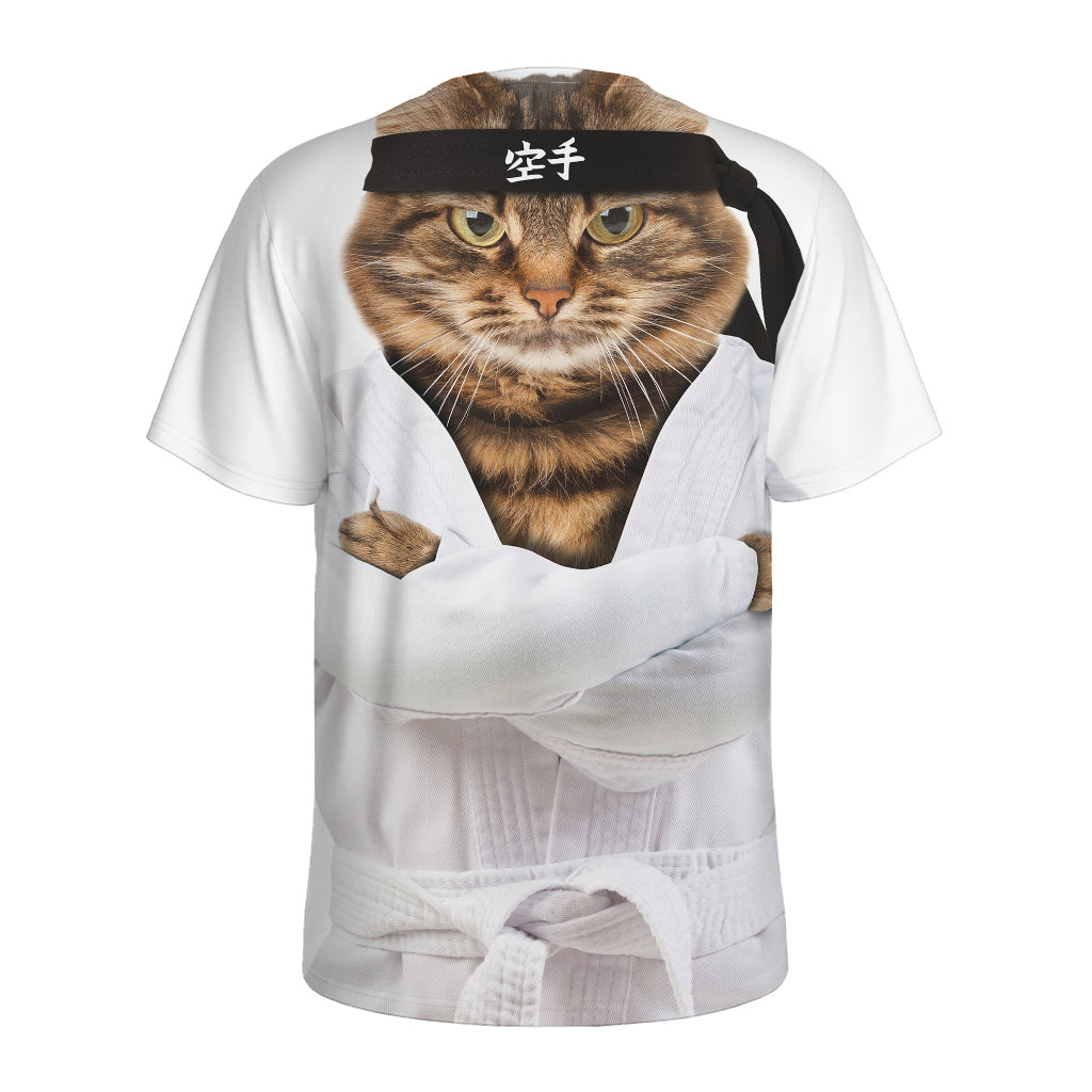 Karate Cat Print Men's Sports T-Shirt