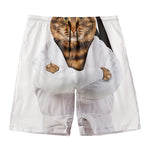 Karate Cat Print Men's Swim Trunks
